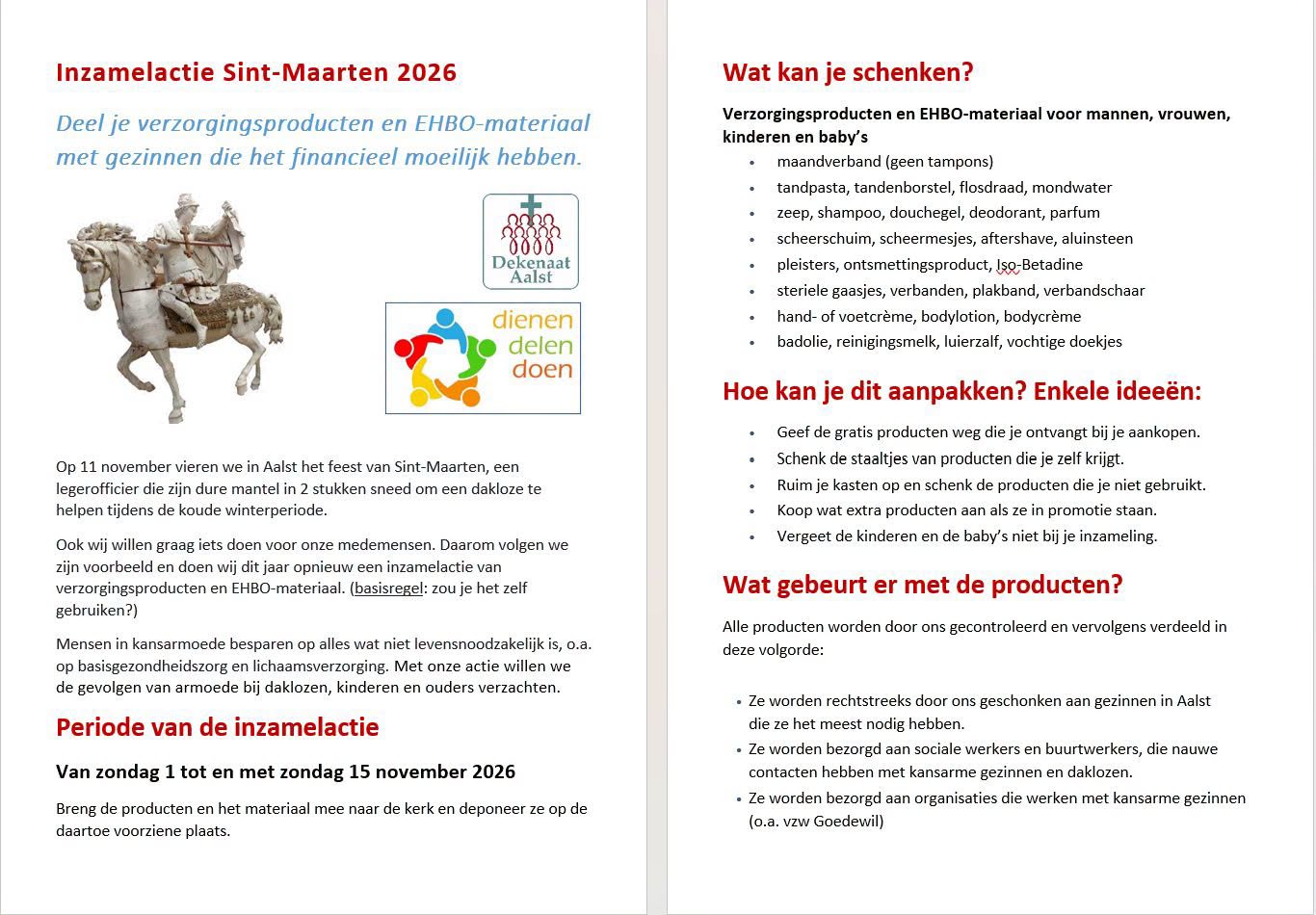 Aalst zamelt verzorgingsproducten en EHBO-materiaal in voor kwetsbare gezinnen