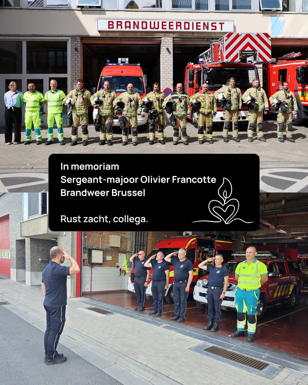 Brandweer Zuid-Oost houdt minuut stilte voor omgekomen brandweerman