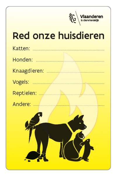 In het administratief centrum kan je nu een huisdierensticker afhalen. Met de sticker op je venster, deur of brievenbus weet de brandweer bij een interventie meteen hoeveel dieren jij in huis hebt. De sticker maakt de overlevingskans voor hen veel groter.