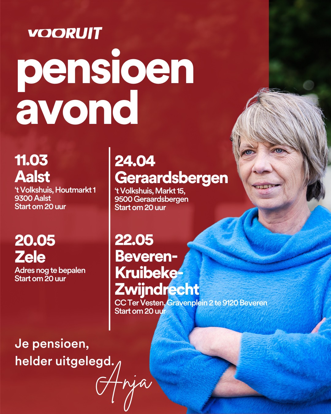 📢 Pensioenavonden met Anja Vanrobaeys