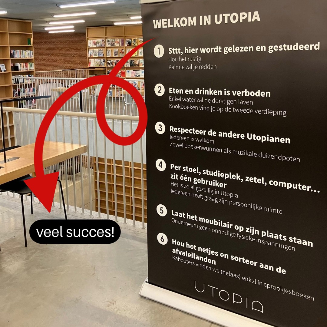 Vanaf vandaag weer 125 studieplekken met studieblokje in Utopia. 