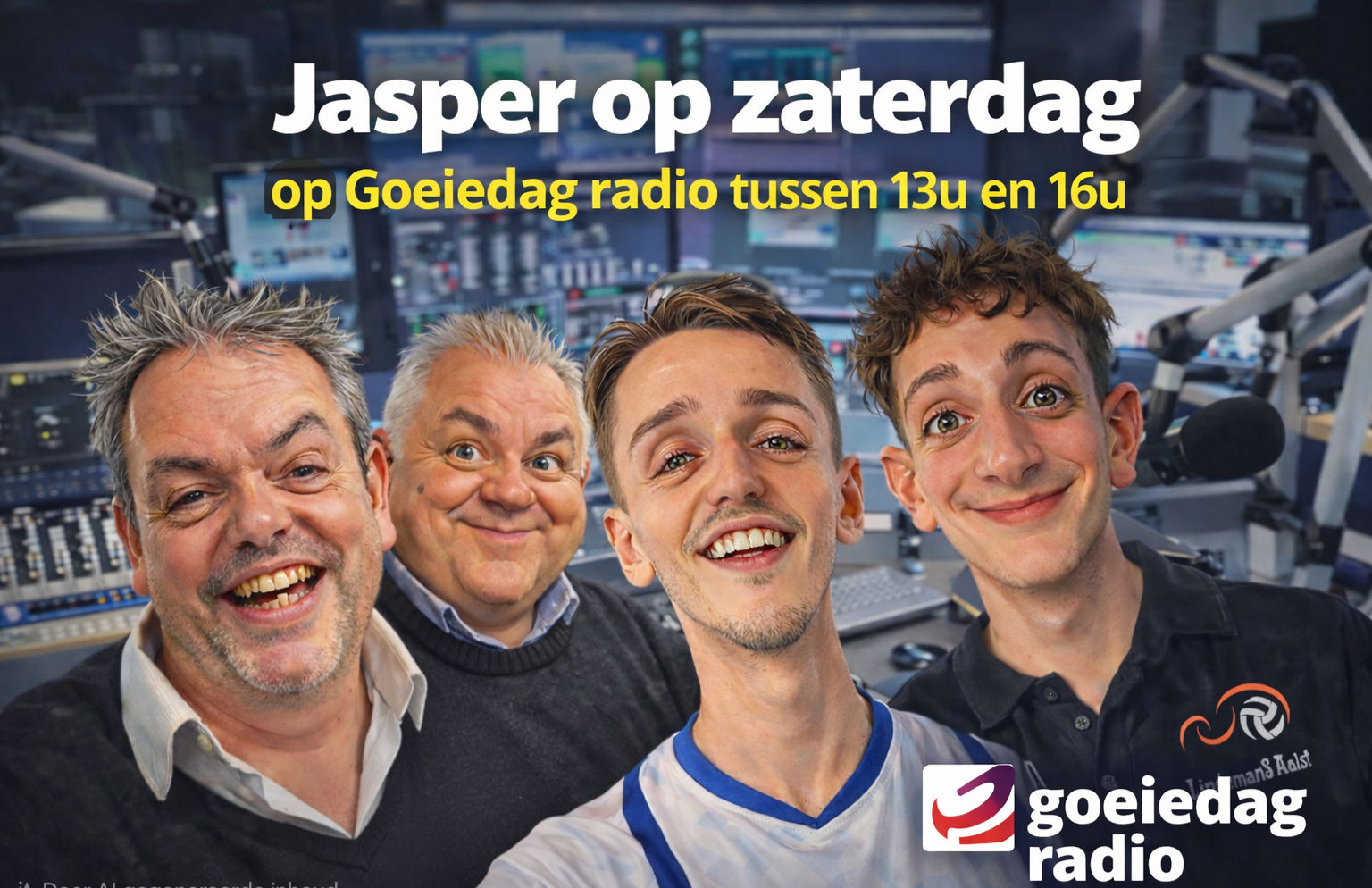 Zaterdag is er een nieuwe "Jasper op zaterdag" op Goeiedag Radio tussen 13u en 16u met als gasten :