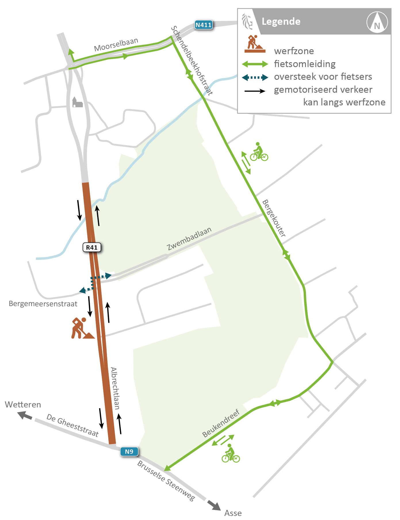 Heraanleg fiets- en voetpaden Albrechtlaan Aalst  van 2 oktober - tweede helft november 2023