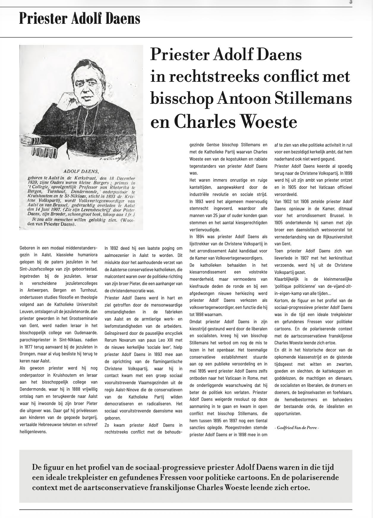 📰🎭 Wat leert Priester Adolf Daens ons vandaag nog over macht en politiek? Het Priester Daensfonds geeft een krachtig antwoord met de bijzondere krant Daens Vandaag.