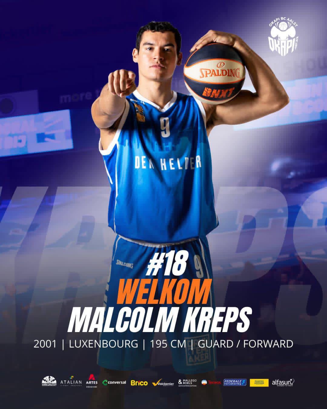 🔵⚪ Malcolm Kreps versterkt Okapi Aalst ⚪🔵