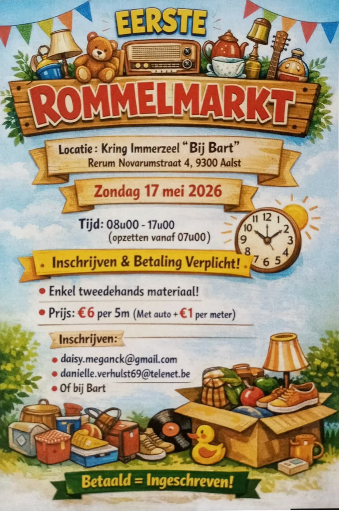 🛍️ Eerste rommelmarkt bij Kring Immerzeel “Bij Bart”