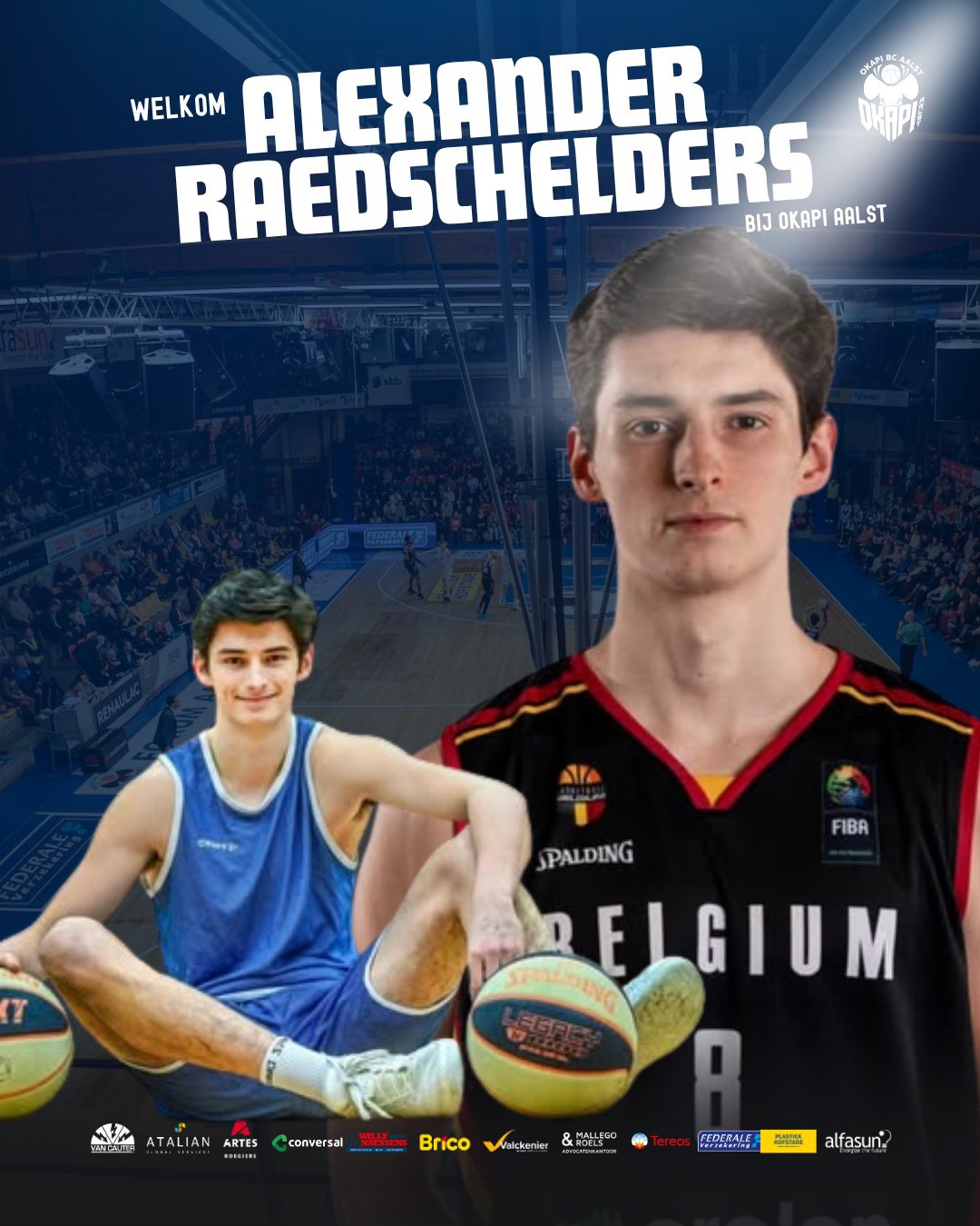 🎉 Okapi Aalst haalt jong Belgisch talent in huis met de komst van Alexander Raedschelders (1m98, 2005)🏀