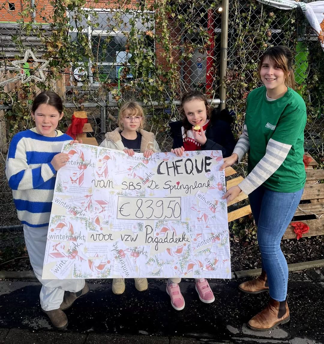 🎄 Leerlingen SBS De Springplank zamelen €839,50 in voor vzw Pagadderke